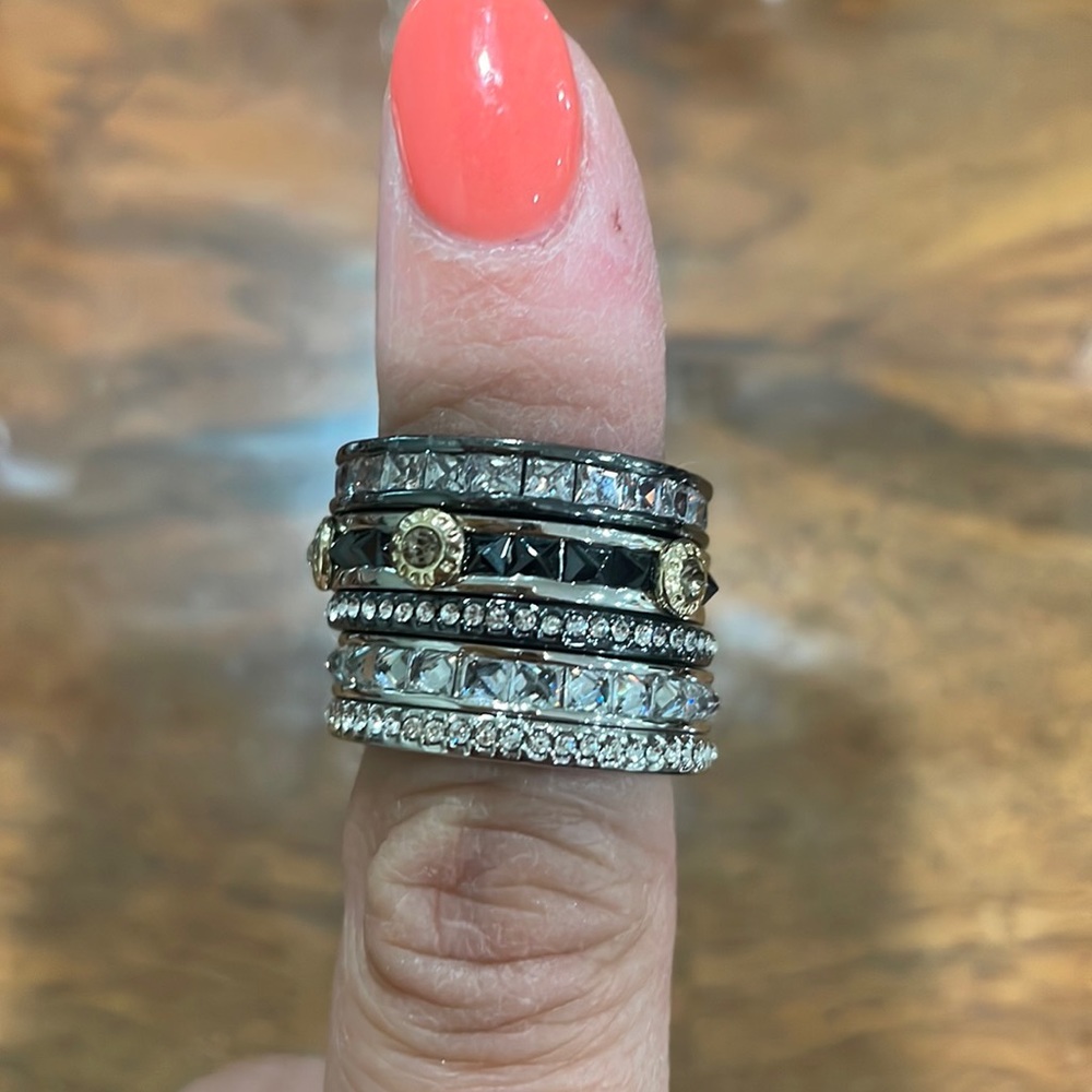 Attached Silver Stacking Rings
